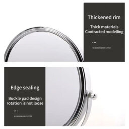 Dyzi Silver Double-Sided Circular Crystal Style Glass Metal Makeup Mirror 1X/5X Magnification - thumbnail 6
