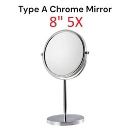 Dyzi Silver Double-Sided Circular Crystal Style Glass Metal Makeup Mirror 1X/5X Magnification - thumbnail 2