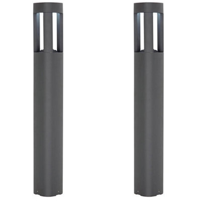 2 Pack Outdoor Post Bollard Light Grey Triangle Ip54 Modern Driveway Lamp Led - image 1
