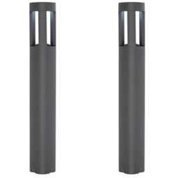 2 Pack Outdoor Post Bollard Light Grey Triangle Ip54 Modern Driveway Lamp Led