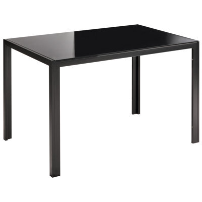 Beliani Dining Table Lavos Black 120 Cm 80 Cm Tempered Glass - image 1