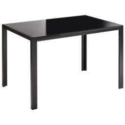 Beliani Dining Table Lavos Black 120 Cm 80 Cm Tempered Glass