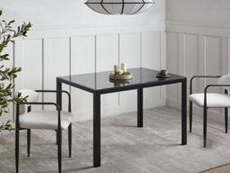 Beliani Dining Table Lavos Black 120 Cm 80 Cm Tempered Glass - thumbnail 2