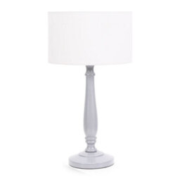 Valuelights Victoria Traditional Grey Wood Candlestick Table Lamp With White Drum Shade - Led Bulb Included - thumbnail 2