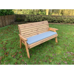 Marlborough Traditional Wooden Three Seater Winchester Bench With 1 X Winchester Cushion Grey & 1 X Fitted Cover - thumbnail 2