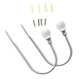 2Pcs Silver Metal Crystal Curtain Holdback Wall Tie Backs U-Shaped Hooks Hanger - thumbnail 1