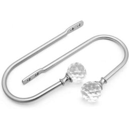 2Pcs Silver Metal Crystal Curtain Holdback Wall Tie Backs U-Shaped Hooks Hanger - thumbnail 4