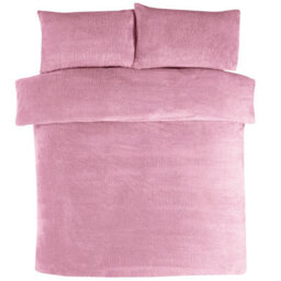 Smart Living Teddy Bear Fluffy Bedding Set, Thermal Warm & Cosy Super Soft Fleece Duvet Cover Set With Pillowcases -  Mauve - thumbnail 2
