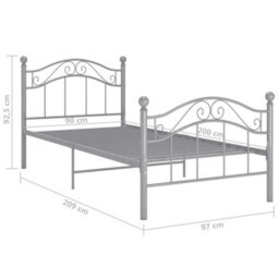 Berkfield Bed Frame Grey Metal 90X200 Cm - thumbnail 8