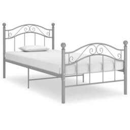 Berkfield Bed Frame Grey Metal 90X200 Cm - thumbnail 1