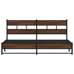 Berkfield Metal Bed Frame Without Mattress Brown Oak 180X200 Cm Super King - thumbnail 4