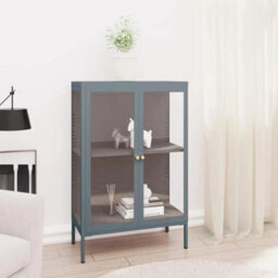 Berkfield Classic Sideboard Anthracite 75X35X105 Cm Steel And Glass - thumbnail 2