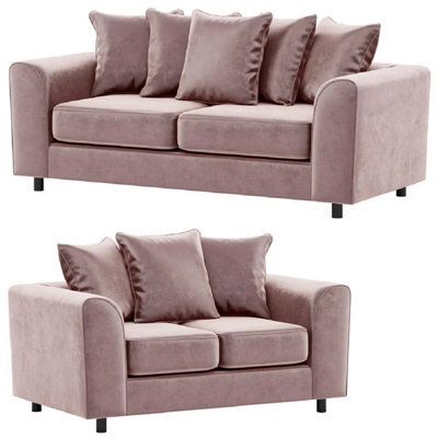 Furnishings For Less UK Brooklyn Plush Velvet Fabric Sofa Set 3 And 2 Seater Sofa Foam Pink - image 1