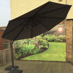 Signature Weave 3M Round Roma Cantilever Parasol Sun Shade Umbrella Grey Canopy - thumbnail 2