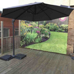 Signature Weave 3M Round Roma Cantilever Parasol Sun Shade Umbrella Grey Canopy - thumbnail 1
