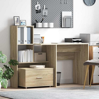 Walplus Desk Sonoma Oak 131.5 X 50 X 106.5 Cm Engineered Wood - image 1