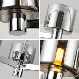 Harper Living 3 Lights Chandeliers Ceiling Light, Chrome Finish Semi Flush Ceiling Lamp With Smoked Glass Shades - thumbnail 5