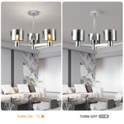 Harper Living 3 Lights Chandeliers Ceiling Light, Chrome Finish Semi Flush Ceiling Lamp With Smoked Glass Shades - thumbnail 4