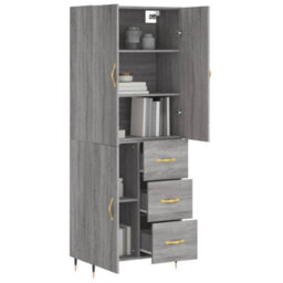 Berkfield Highboard Grey Sonoma 69.5X34X180 Cm Engineered Wood - thumbnail 3