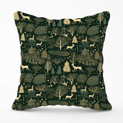 Warren Reed Designer Green Christmas Woodlands Cushions 60Cm X 60Cm - image 1