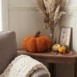 Garden Greatness Orange Textured Pumpkin Shaped Cushion - thumbnail 2
