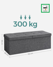 Songmics Storage Bench, Large Foldable Ottoman With Spacious Interior, Dark Grey - thumbnail 2