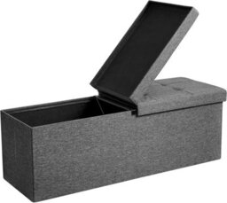 Songmics Storage Bench, Large Foldable Ottoman With Spacious Interior, Dark Grey - thumbnail 8
