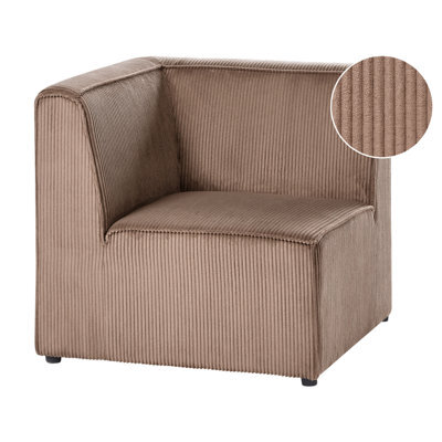 Beliani Corner Seat Lemvig Corduroy Sand Beige Left Hand - image 1