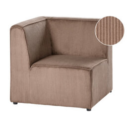 Beliani Corner Seat Lemvig Corduroy Sand Beige Left Hand - thumbnail 1