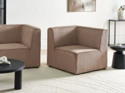 Beliani Corner Seat Lemvig Corduroy Sand Beige Left Hand - thumbnail 2