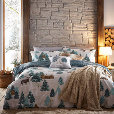 Furn. Arcticus Animal Reversible Duvet Cover Set, Double, Blue - image 1