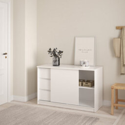 Furniture To Go Naia Storage Unit With 1 Sliding Door And 3 Drawers In White High Gloss (W) 118.9 X  (H) 75.6 X (D) 50Cm - thumbnail 6