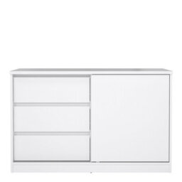 Furniture To Go Naia Storage Unit With 1 Sliding Door And 3 Drawers In White High Gloss (W) 118.9 X  (H) 75.6 X (D) 50Cm - thumbnail 3