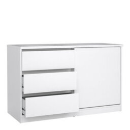 Furniture To Go Naia Storage Unit With 1 Sliding Door And 3 Drawers In White High Gloss (W) 118.9 X  (H) 75.6 X (D) 50Cm - thumbnail 5