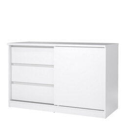 Furniture To Go Naia Storage Unit With 1 Sliding Door And 3 Drawers In White High Gloss (W) 118.9 X  (H) 75.6 X (D) 50Cm - thumbnail 4
