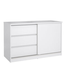 Furniture To Go Naia Storage Unit With 1 Sliding Door And 3 Drawers In White High Gloss (W) 118.9 X  (H) 75.6 X (D) 50Cm - thumbnail 1