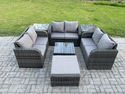 Fimous Outdoor Garden Furniture Sets 7 Seater Wicker Rattan Furniture Sofa Sets With Square Coffee Table Love Seat Sofa - image 1