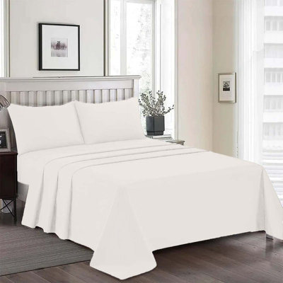 Moonlight Bedding 100% Cotton Hotel Quality Flat Bed Sheet, Top Sheet For Guest House, Spa & Airbnb(Cream,super King, 270X310 Cm) - image 1