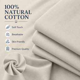 Moonlight Bedding 100% Cotton Hotel Quality Flat Bed Sheet, Top Sheet For  Guest House, Spa & Airbnb(Cream,super King, 270X310 Cm) - thumbnail 2