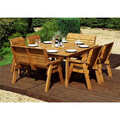 Marlborough Traditional Eight Seater Table Set With 2 Benches & 4 Chairs - image 1