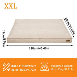 Bingopaw Orthopedic Dog Bed For Crate, 118X89X12Cm Dog Crate Bed For Aggresive Chewers, Khaki - thumbnail 2