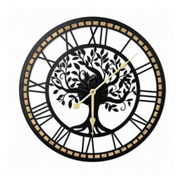 Yezi Wall Clock Silent Quartz Tree Design 40Cm Face For Living Room Black - thumbnail 3