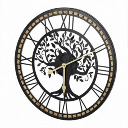 Yezi Wall Clock Silent Quartz Tree Design 40Cm Face For Living Room Black - thumbnail 2