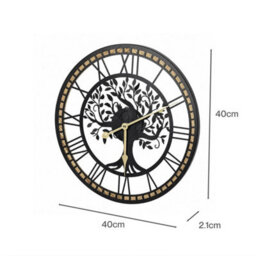 Yezi Wall Clock Silent Quartz Tree Design 40Cm Face For Living Room Black - thumbnail 4