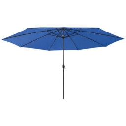 Berkfield Outdoor Parasol With Led Lights And Metal Pole 400 Cm Azure Blue