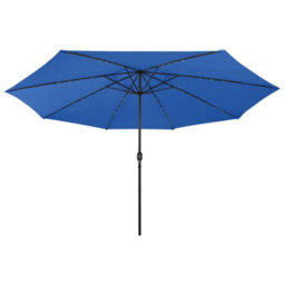 Berkfield Outdoor Parasol With Led Lights And Metal Pole 400 Cm Azure Blue - thumbnail 3