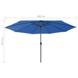 Berkfield Outdoor Parasol With Led Lights And Metal Pole 400 Cm Azure Blue - thumbnail 7