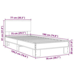 Berkfield Bed Frame Without Mattress Black 75X190 Cm Small Single - thumbnail 9