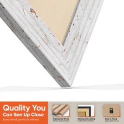 "30X17"" White Rustic Modern Vinyl Record Frame With Ivory Mount For 12 Inch Lp Album Cover & Disc - Ak Frames" - thumbnail 3