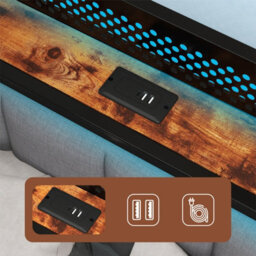 Levede King Bed Frame Upholstered Headboard Metal Base Led Usb Lights - thumbnail 9